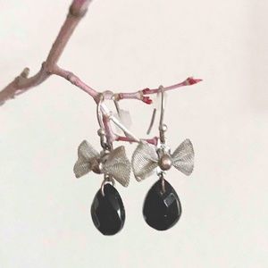 Black Crystal Bow Tie Earrings